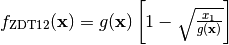 f_{\text{ZDT1}2}(\mathbf{x}) = g(\mathbf{x})\left[1 - \sqrt{\frac{x_1}{g(\mathbf{x})}}\right]