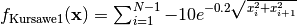 f_{\text{Kursawe}1}(\mathbf{x}) = \sum_{i=1}^{N-1} -10 e^{-0.2 \sqrt{x_i^2 + x_{i+1}^2} }