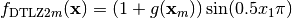 f_{\text{DTLZ2}m}(\mathbf{x}) = (1 + g(\mathbf{x}_m)) \sin(0.5x_{1}\pi )