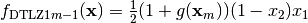 f_{\text{DTLZ1}m-1}(\mathbf{x}) = \frac{1}{2} (1 + g(\mathbf{x}_m)) (1 - x_2) x_1